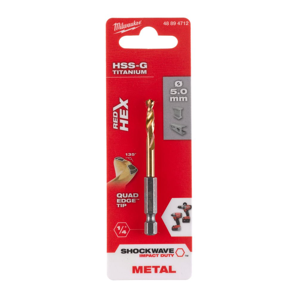 MILWAUKEE Свердло по металу RedHEX HSS-G TiN , Ø5,0мм | 48894712