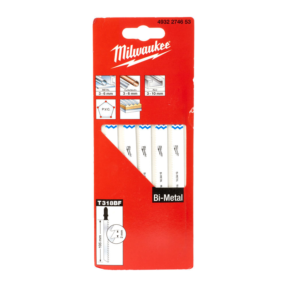 MILWAUKEE Полотна для лобзика T318BF Bi-Metal, 105мм/ крок зуба 1,0мм,  | 4932274653