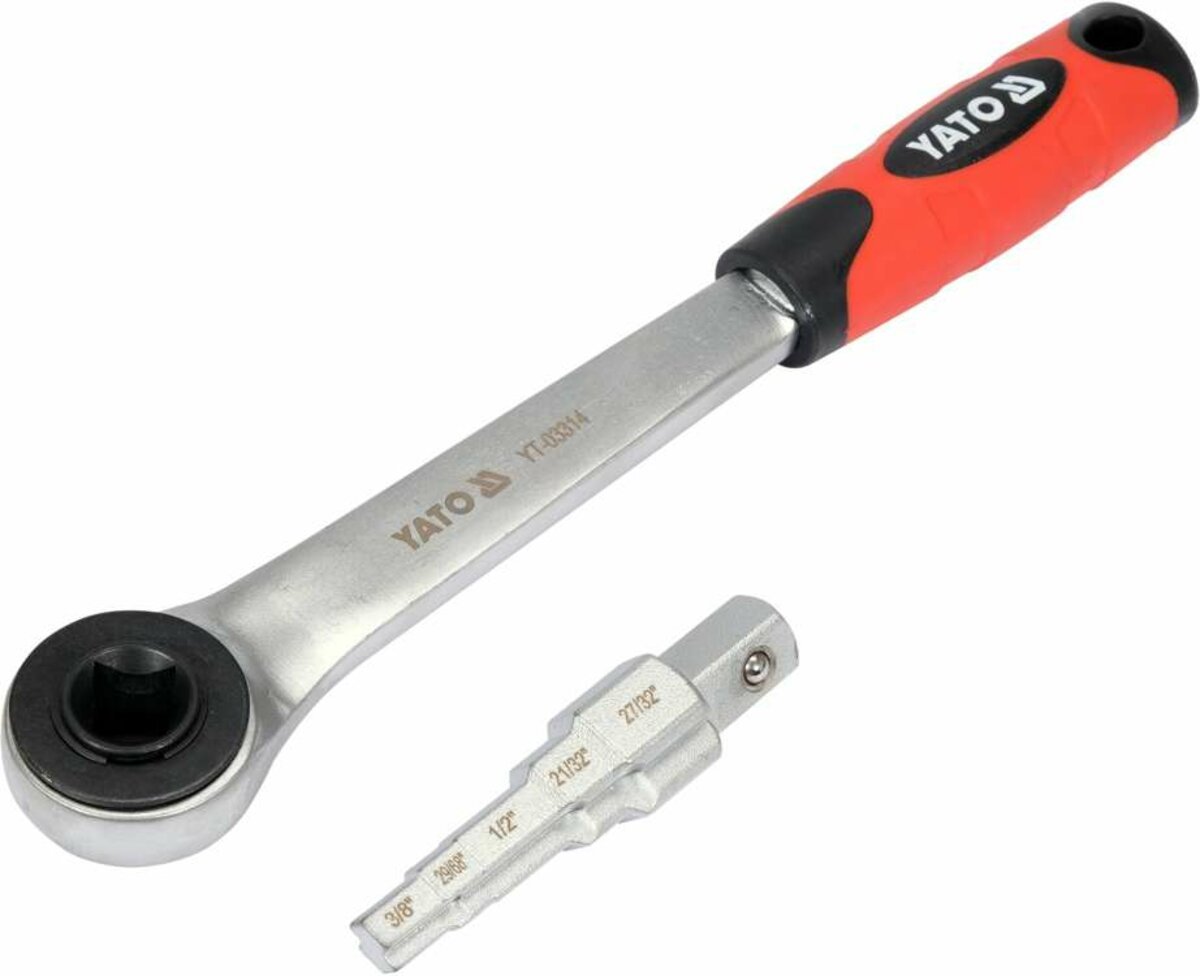 YATO Ключ ступеневий з тріщаткою YATO: квадрат 1/2" для головок 3/8", 29/68", 1/2", 21/32", 27/32"  