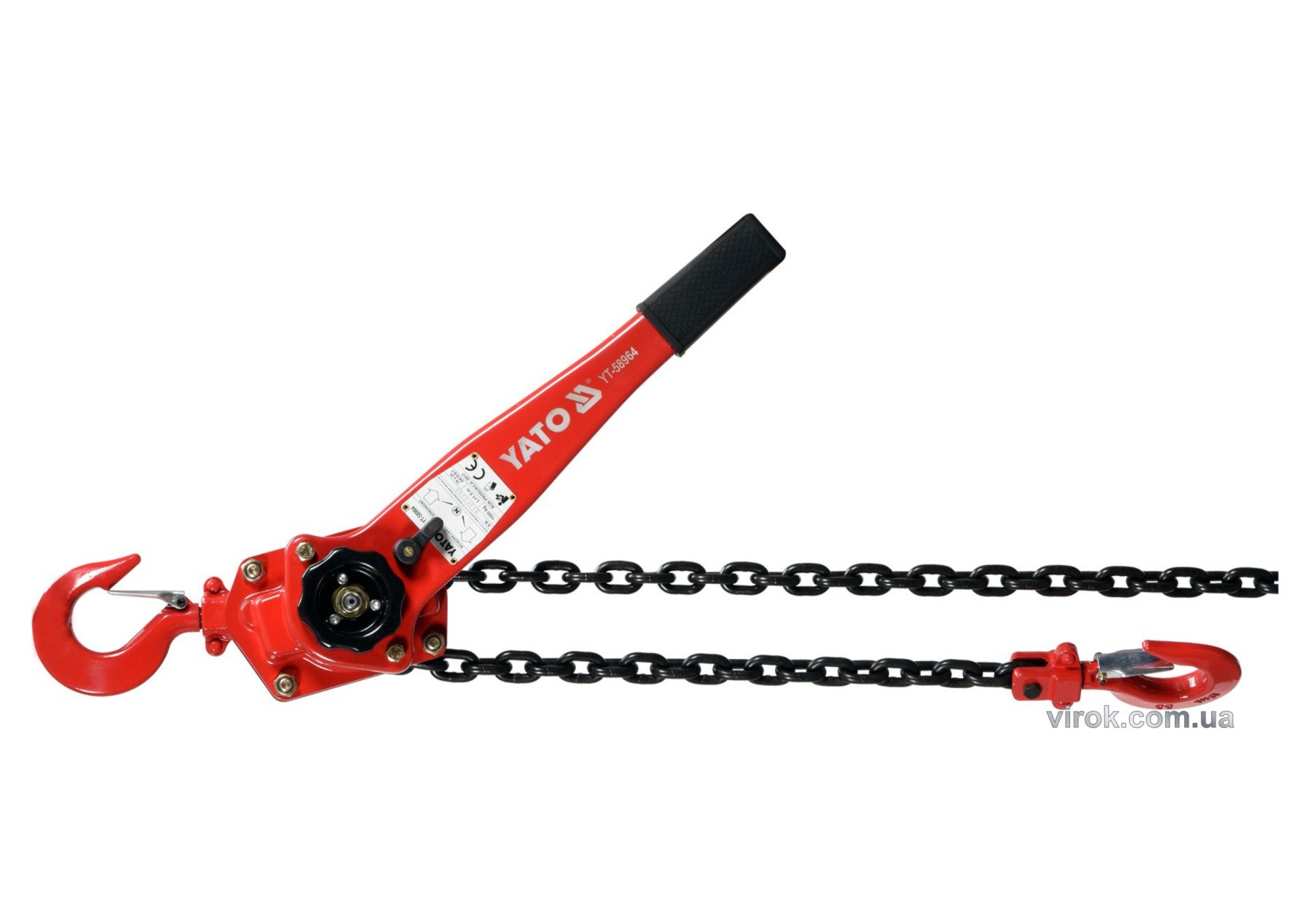 YATO Лебідка ланцюгова ручна YATO : з дотягувачем, H= 1.5 м, F= 1.5 т  | YT-58964