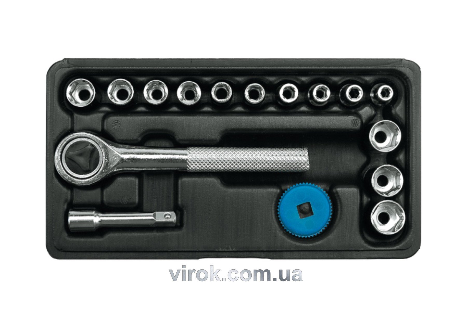 VOREL Набір головок торцевих : квадрат 1/4", М4-13 мм з тріщаткою  | 58160