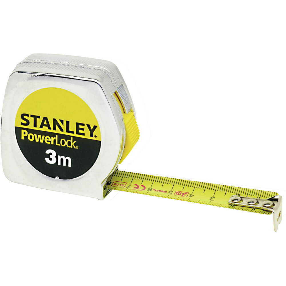 Рулетка вимірювальна Powerlock® довжиною 3 м, шириною 12,7 мм в хромованому пластмасовому корпусі STANLEY 0-33-238