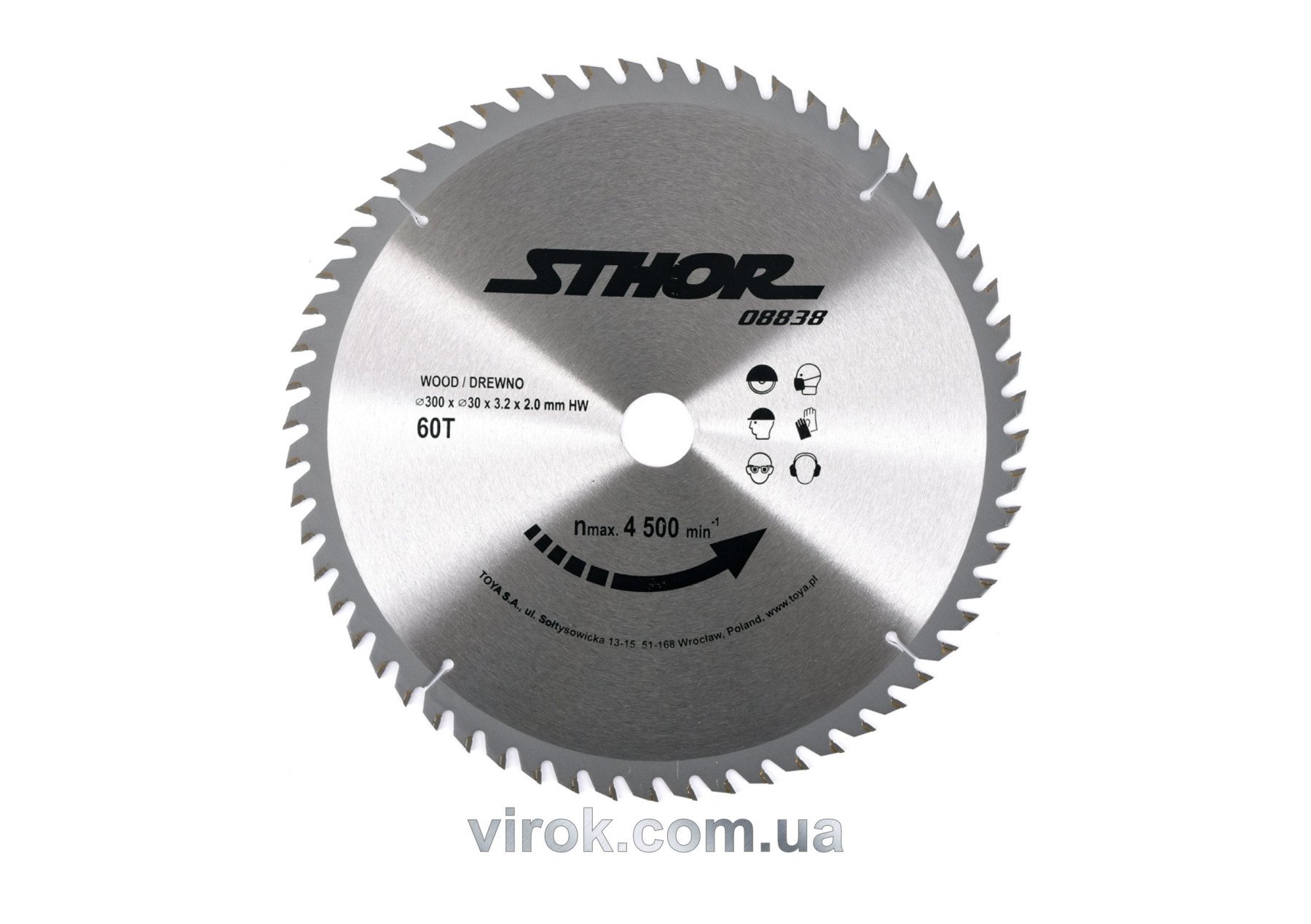 STHOR Диск пильний по дереву . Ø= 300/30 мм, h= 3,2 мм, 60 зубів  | 08838