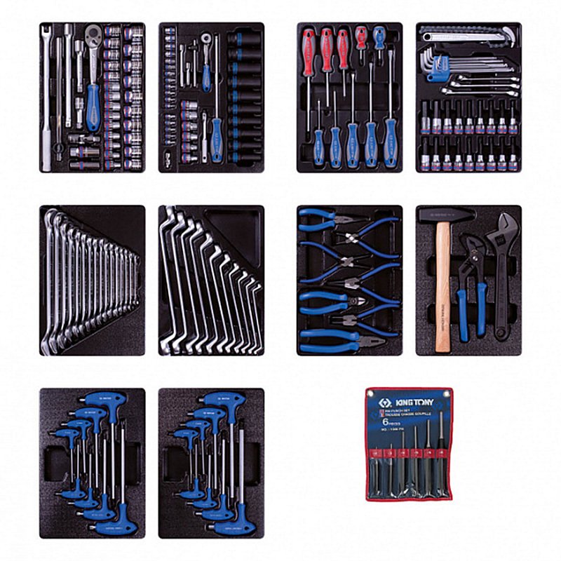 KING TONY Набор инструментов для тележки 173 пр.(Ложементы) | 932-000MRD