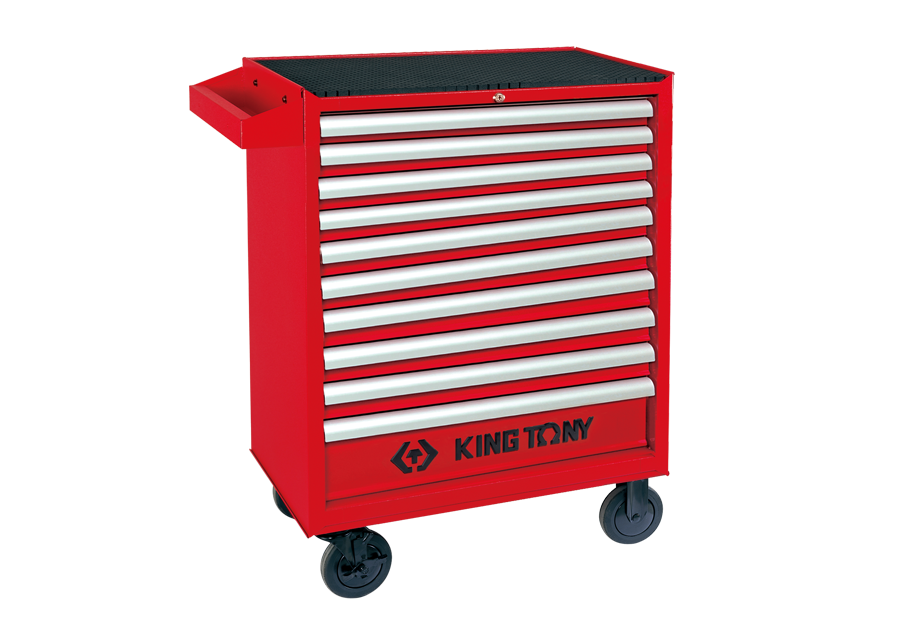 KING TONY Тумба на колесах, 10 ящиков, с замком красная | 87437-10B