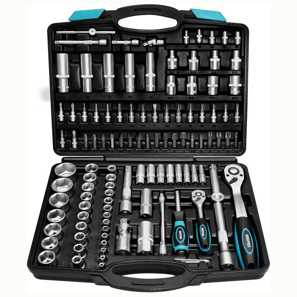 Набір головок та насадок 1/2, 1/4 (4-32мм), Cr-V, 111шт Berg | 52-115