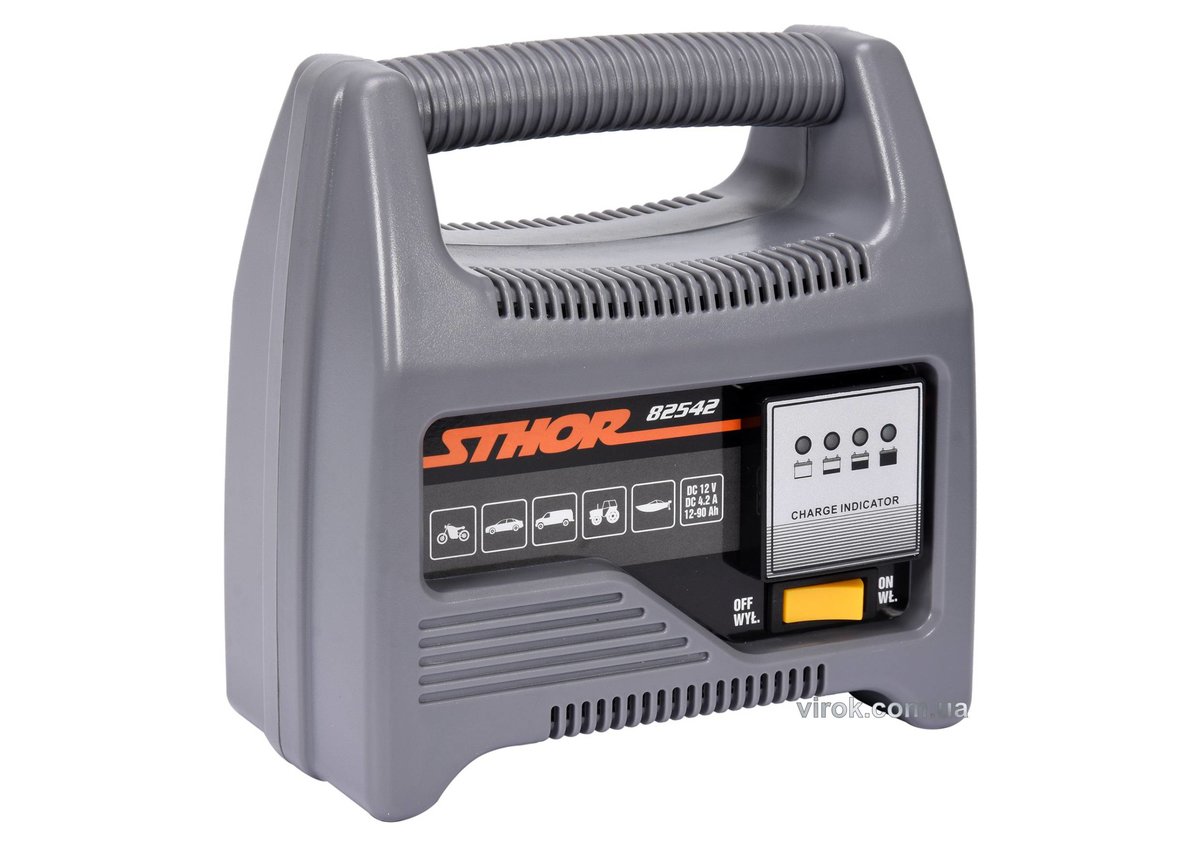 STHOR Зарядний пристрій акумул-ів 12 В ємність 12-90 АГод, макс. струм- 6 А від емережі 230 В.  | 82