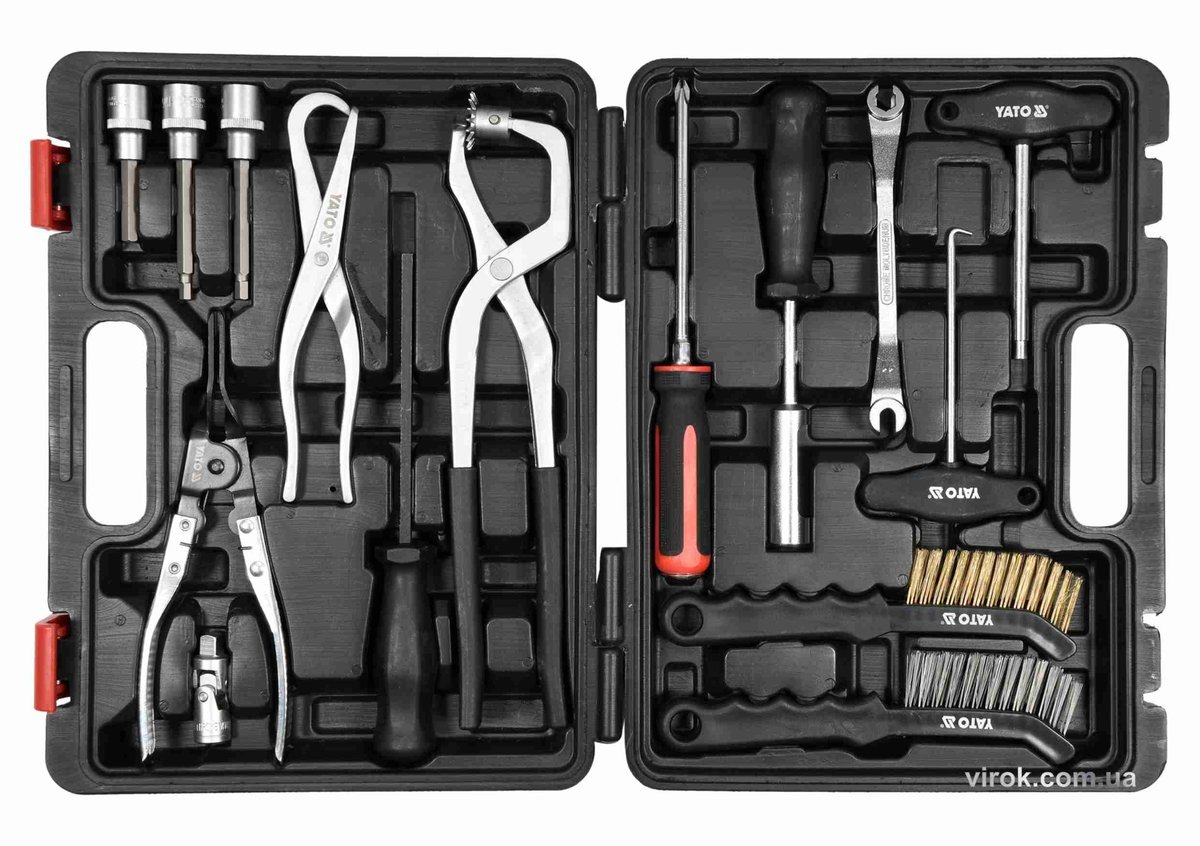YATO Набір інструменів для обслуговування гальмівної системи авто YATO : 1/2", 3/8", CrV, 15 шт.  | 