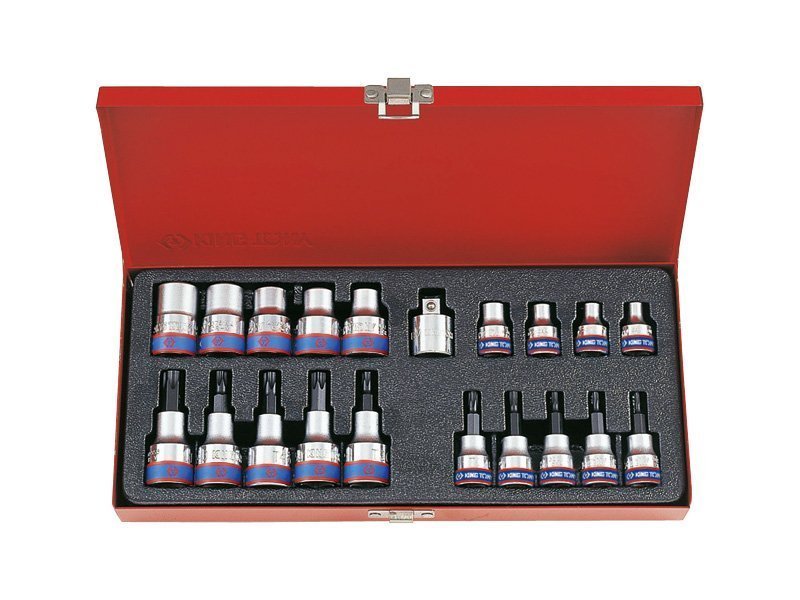 KING TONY Набор TORX и головки звездочки 20ед 3/8" и 1/2" (T10-T55, E6-E20) | 7120PR