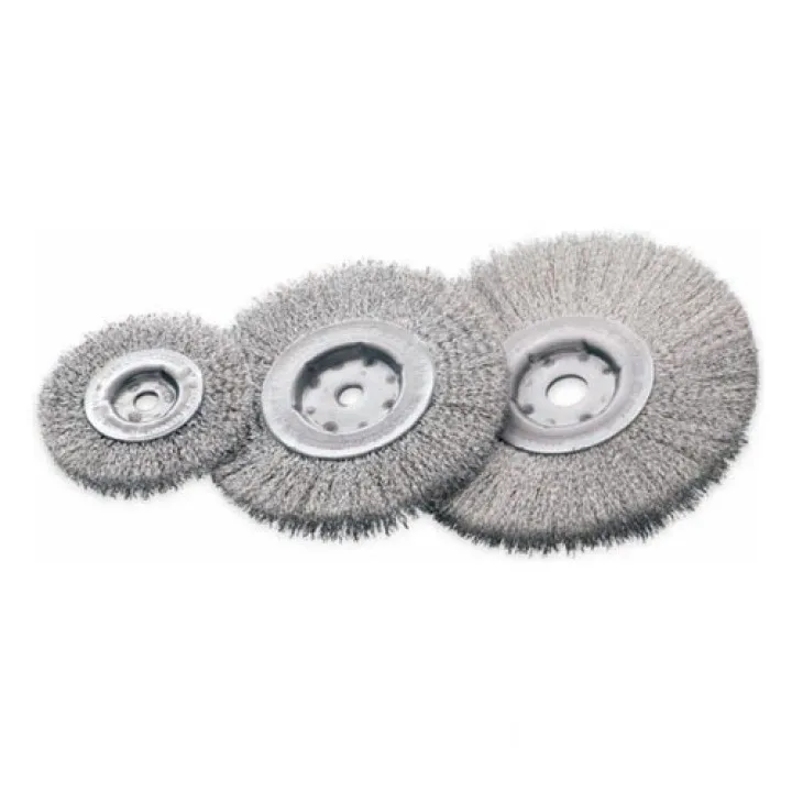 Щетка цилиндрическая 125х30х12-20 мм, Нерж. гофрированная проволока 0.3 мм, 8000 об / мин LESSMANN