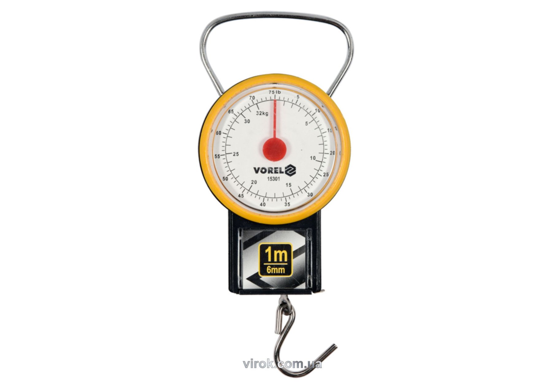 Ваги ручні, підвісні, пружинні VOREL, до 32кг, з рулеткою- 1м і циферблат. шкалою- ±0,5 [36]
