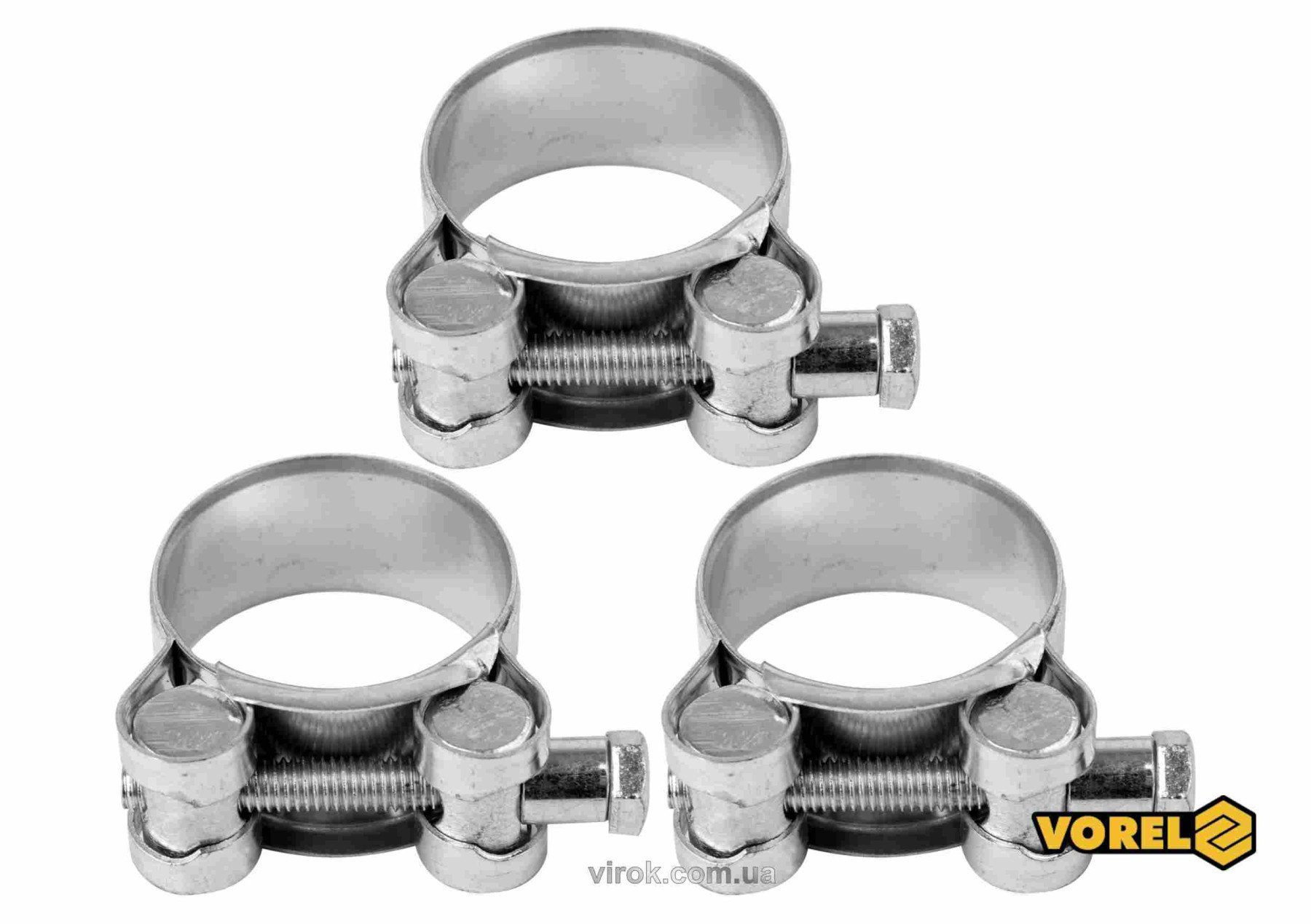 VOREL Хомут сталевий, з гвинтовим затискачем GBS W1 : Ø= 32-35/ 20 мм, оцинкований, 3 шт.  | 73793