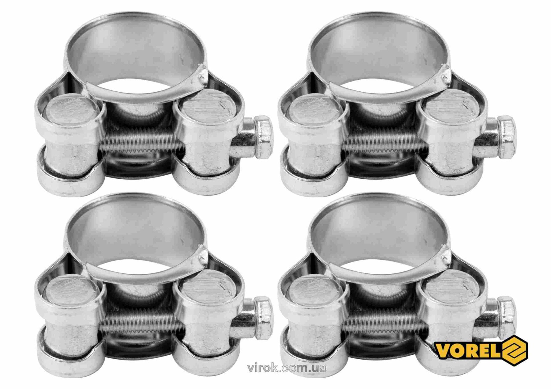 VOREL Хомут сталевий, з гвинтовим затискачем GBS W1 : Ø= 21-23/ 18 мм, оцинкований, 4 шт.  | 73788