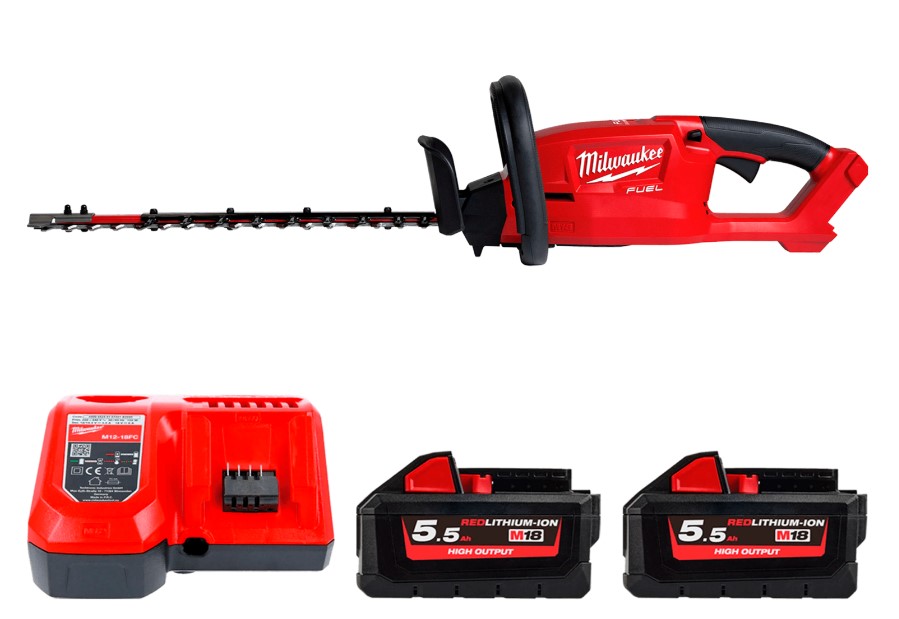 MILWAUKEE Кущоріз акумуляторний, M18 FHET60-802 (+заряд.пр., 2 акум.Х 8Аг) | 4933493291