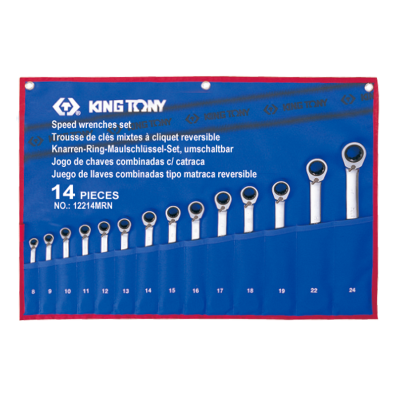 KING TONY Набор ключей комби с трещеткой и флажком 14шт. (8-24) Снято | 12214MRN