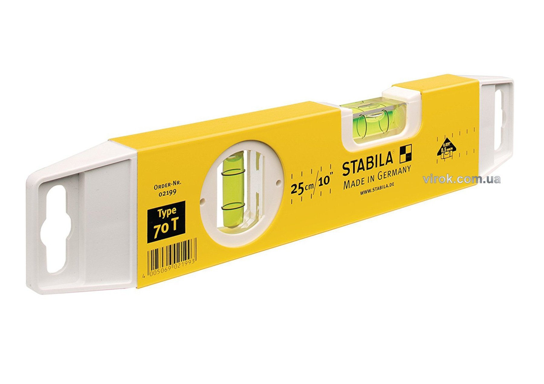STABILA Рівень Type 70 Т : Torpedo, L= 25 см, 2 капсули | 2199