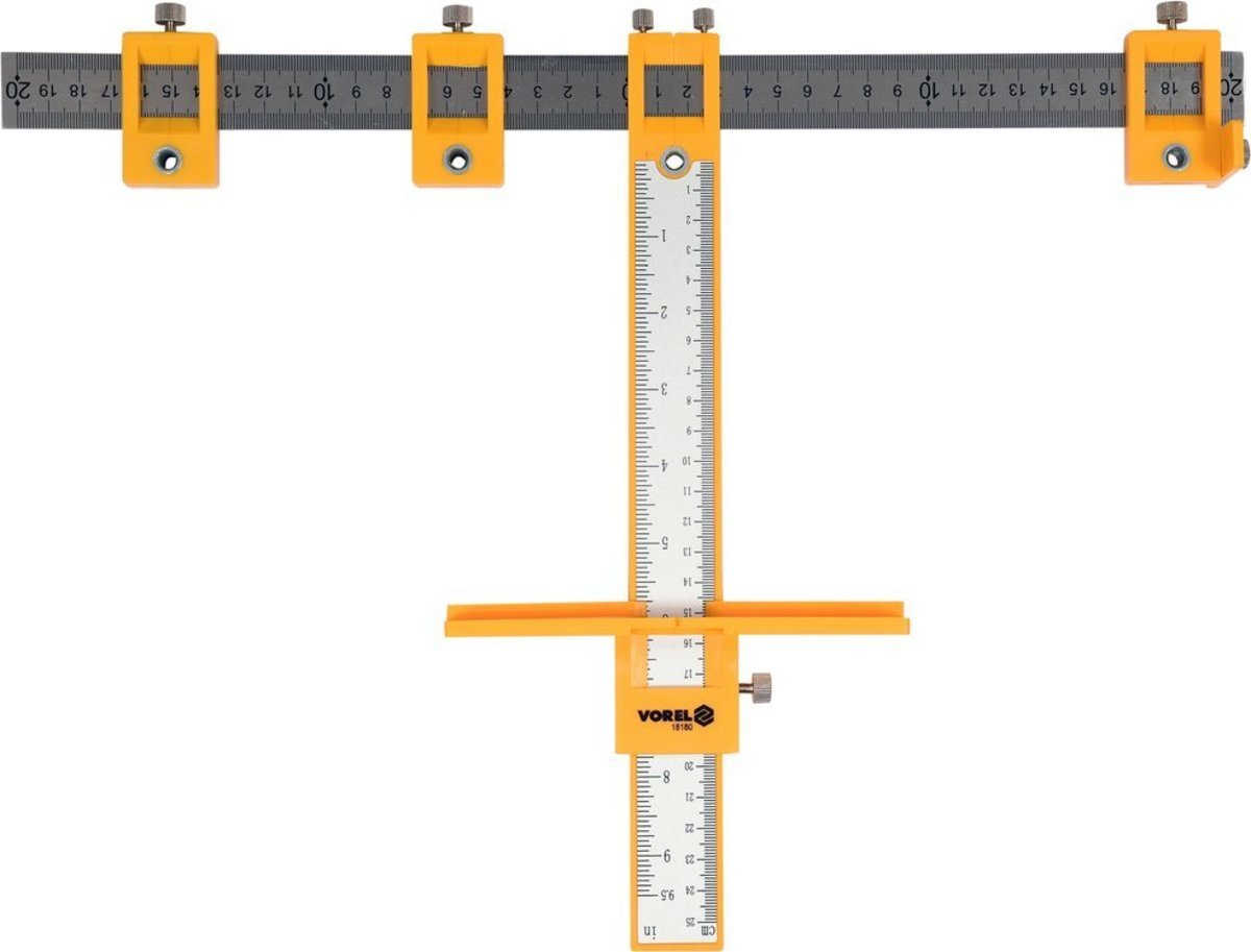 VOREL Шаблон для розмічання отворів з радіуом 200 мм; метрична і дюймова шкали  | 18180