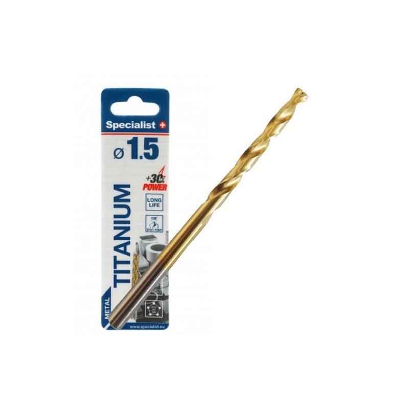 Specialist+ 64/1-0015 Свердло по металу TITAN 1,5 мм, наб. 2 шт