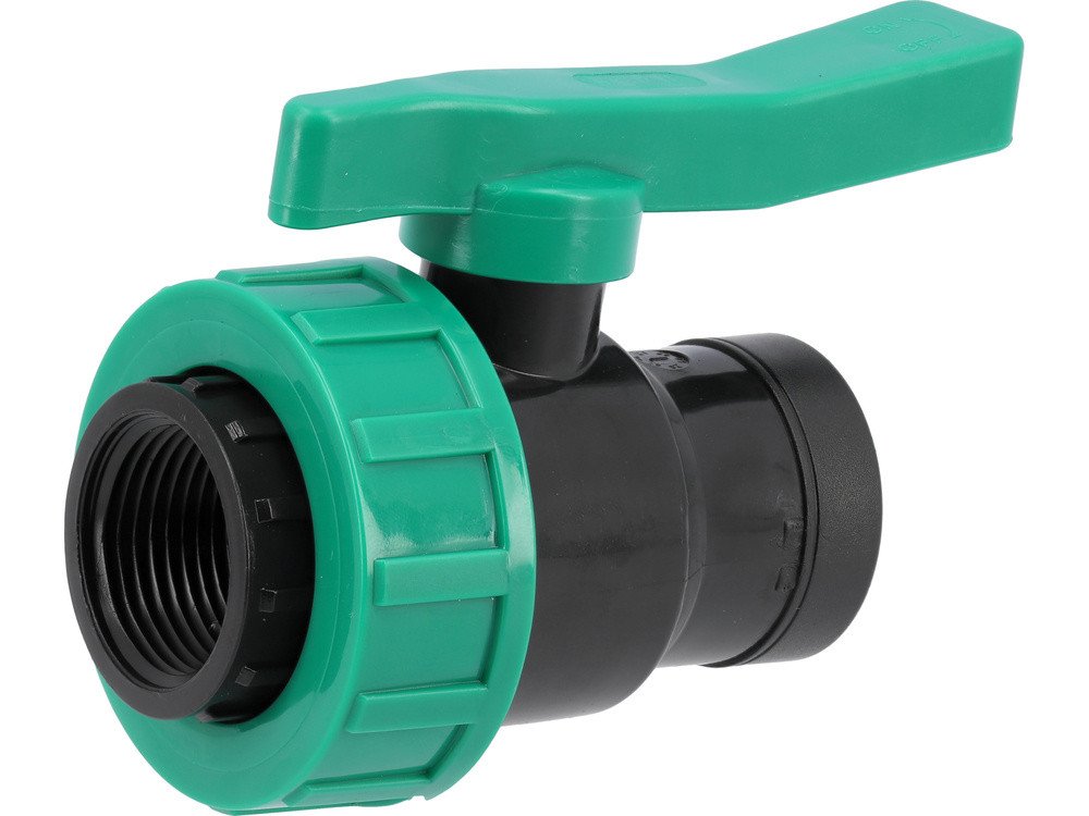 Кран кульовий до водяних пластикових труб  Ø= 1" Х 1" F/F-різьб FLO з поліпроп, для тиску 16Bar [40]