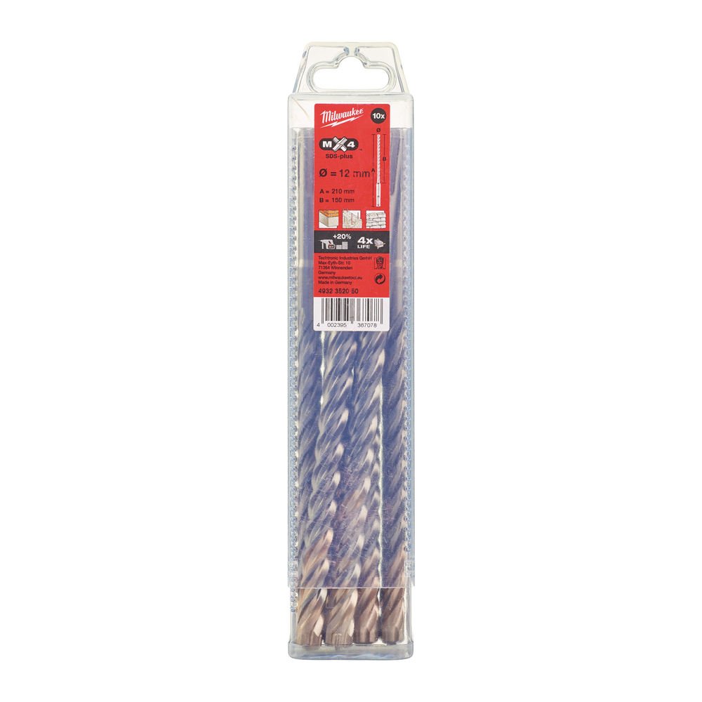 MILWAUKEE Бур SDS-PLUS MX4 , Ø12,0х210х150мм, (10шт) | 4932352050