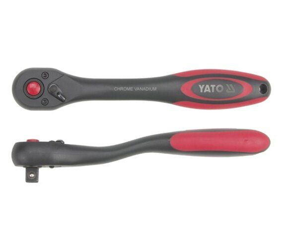 YATO Тріщатка YATO : квадрат 1/4", 72T, L= 144 мм, вигнута ручка покрита пластиком  | YT-0293