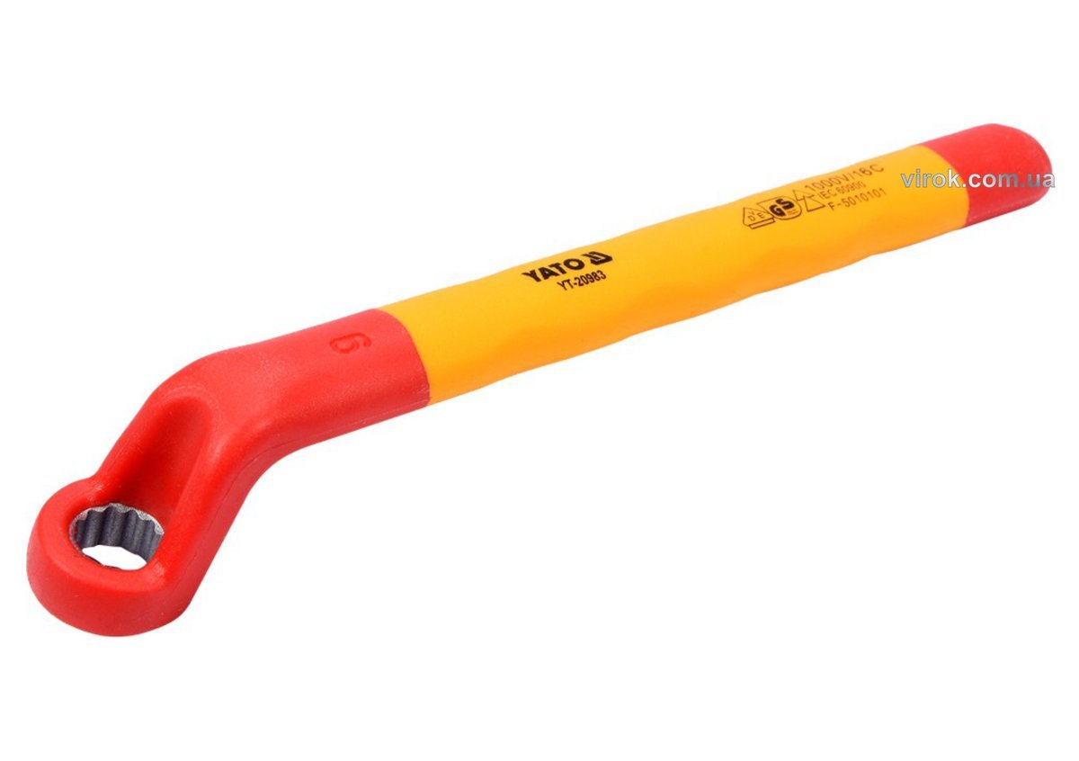 YATO Ключ накидний YATO : Вигнутий, М9 мм, ізольований корпус VDE до 1000V (DW) | YT-20983