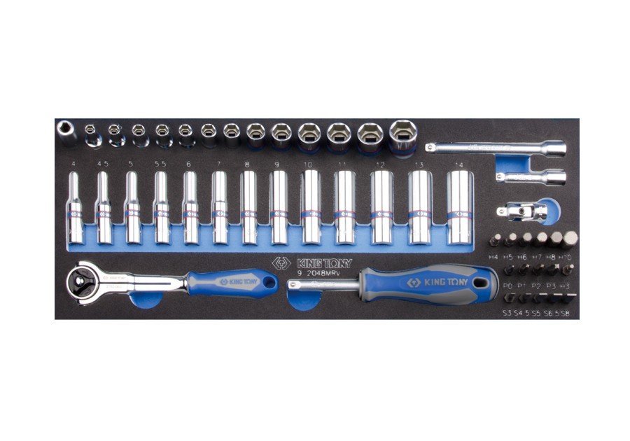 KING TONY Набор торцевых головок 1/4" 48шт (EVA ложемент) | 9-2548MRV