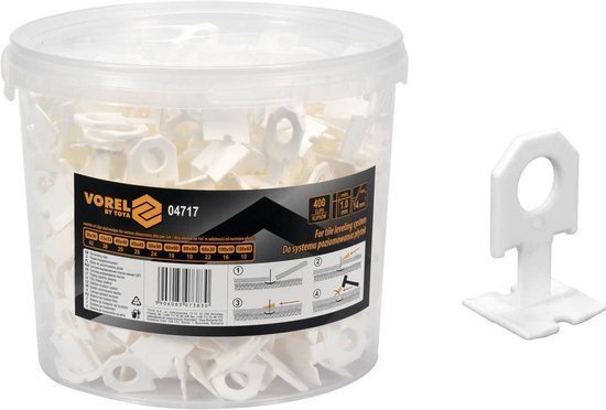 VOREL Кліпси для викладання керамічної плитки : 1 мм, t≤ 14 мм. 400 шт.  | 04717