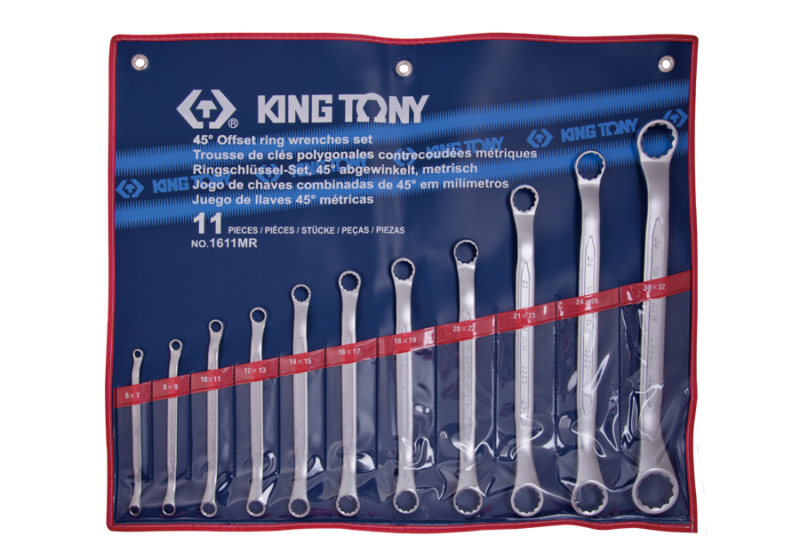 KING TONY Набор ключей накидных 11шт. (06-32мм) 45градусов | 1611MR