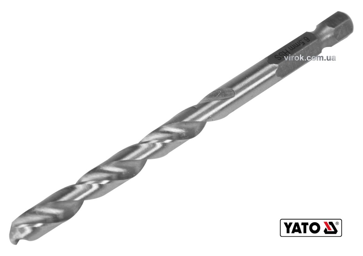 YATO Свердло по металу YATO: HSS6542, Ø=6.5мм, HEX-1/4", l=101/63мм, для нержав., конструкт., легов.