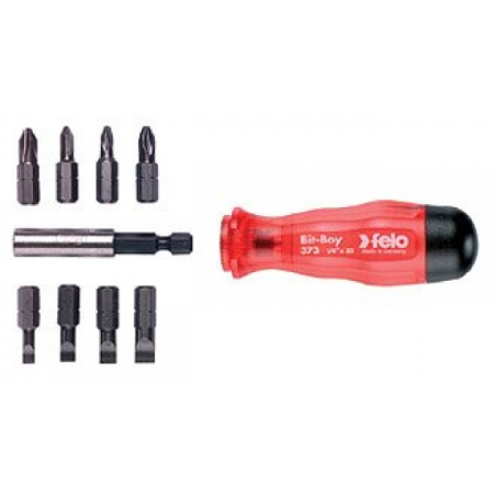 FELO Отвертка с магнитным держателем и с магазином для бит в ручке 8 бит. // 37310801