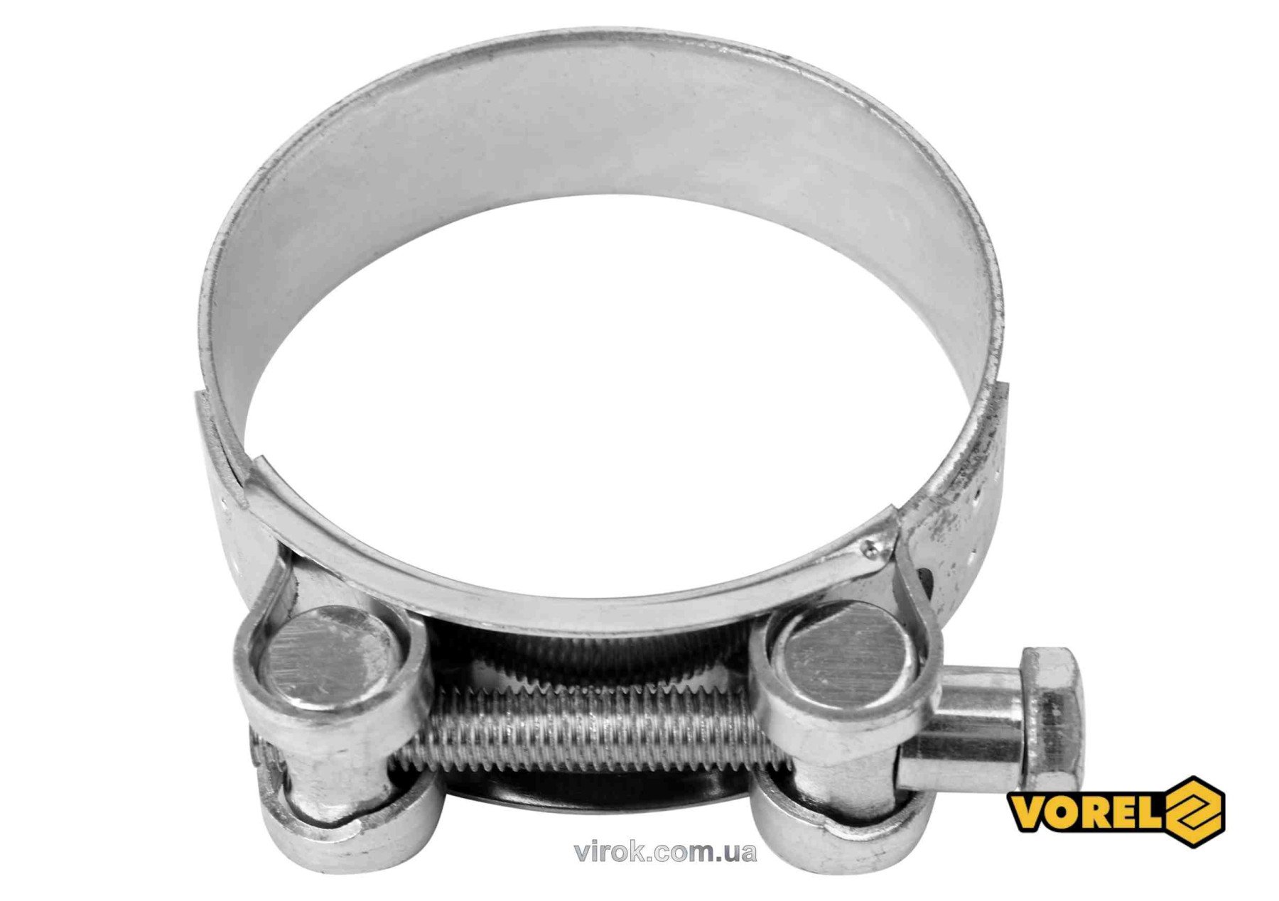 VOREL Хомут сталевий, з гвинтовим затискачем GBS W1 : Ø= 64-67/ 22 мм, оцинкований  | 73802