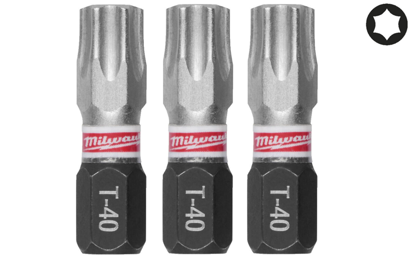 MILWAUKEE Біта SHOCKWAVE, TX40, 25мм, (3шт)