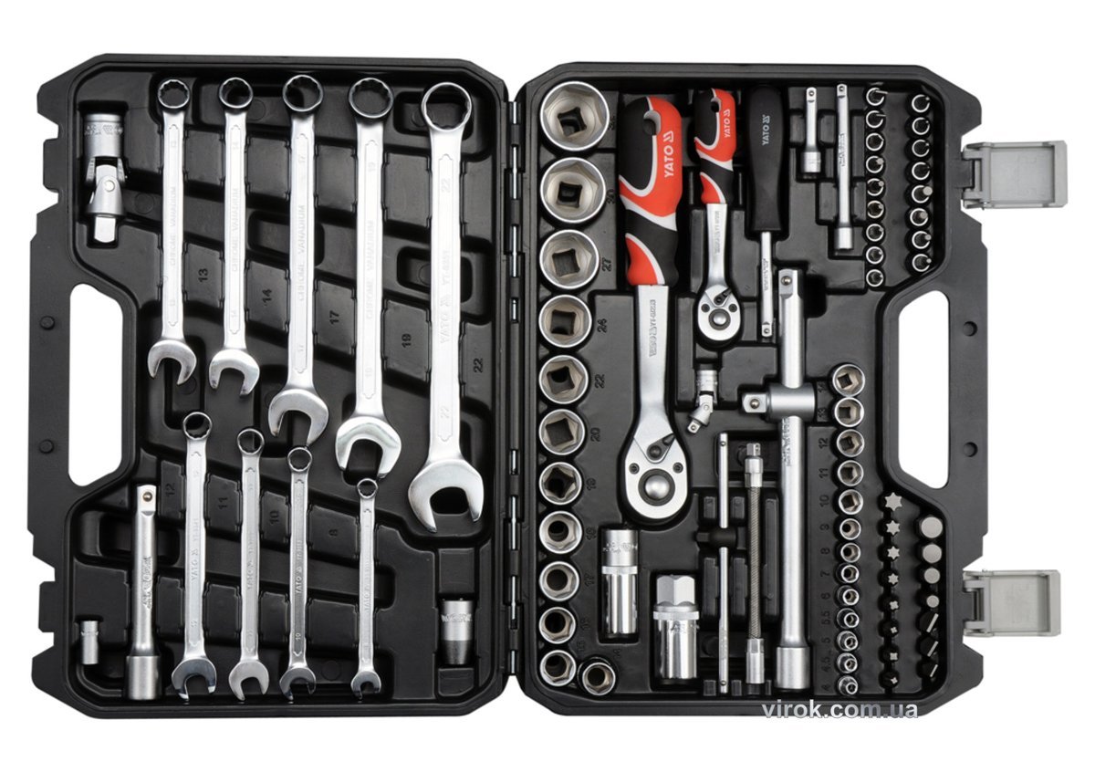 YATO Набір головок торцевих YATO : квадрат 1/2", 1/4", з інструментами, 82 шт.  | YT-12691