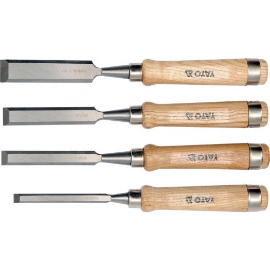 YATO Стамески з дерев'яними ручками YATO : b= 10-16-20-25 мм. CrV. Набір 4 шт.  | YT-6260