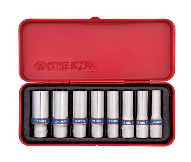 KING TONY Набор головок 3/8" 8 ед. 6-ти гранные, длинные (10-19mm) | 3508MR
