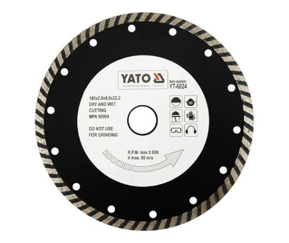 YATO Отрезной алмазный диск TURBO 180мм YT-6024