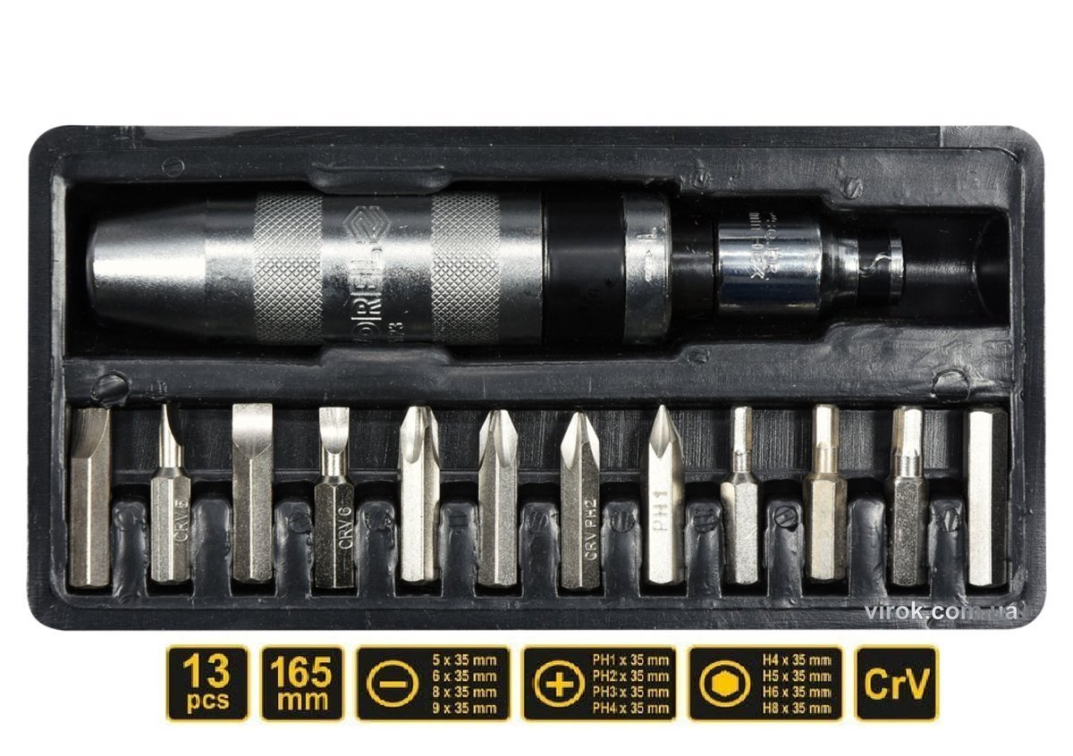 VOREL Викрутка ударна : 12 насадок  | 65123