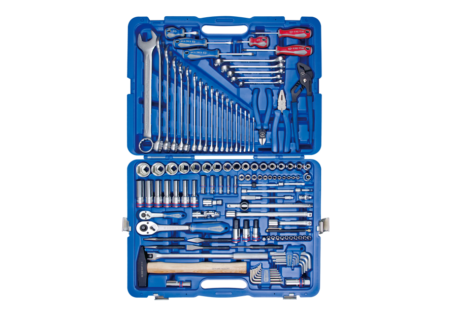 KING TONY Набор инструментов универсальный 128 ед. 1/4"+1/2" 6-ти гранные с силовыми трещотками | 75