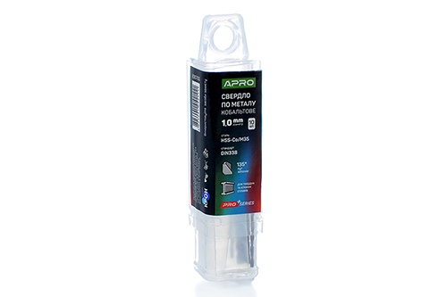 Сверло по металлу кобальтовое HSS-Co/M35 Ø1.0мм (тубус, кратно 10шт) PRO APRO