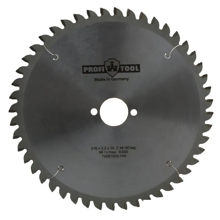 Диск пильный по алюминию 216х3.2х2.6х30 мм, Z=48, форма зуба TFneg, поперечный рез PROFITOOL