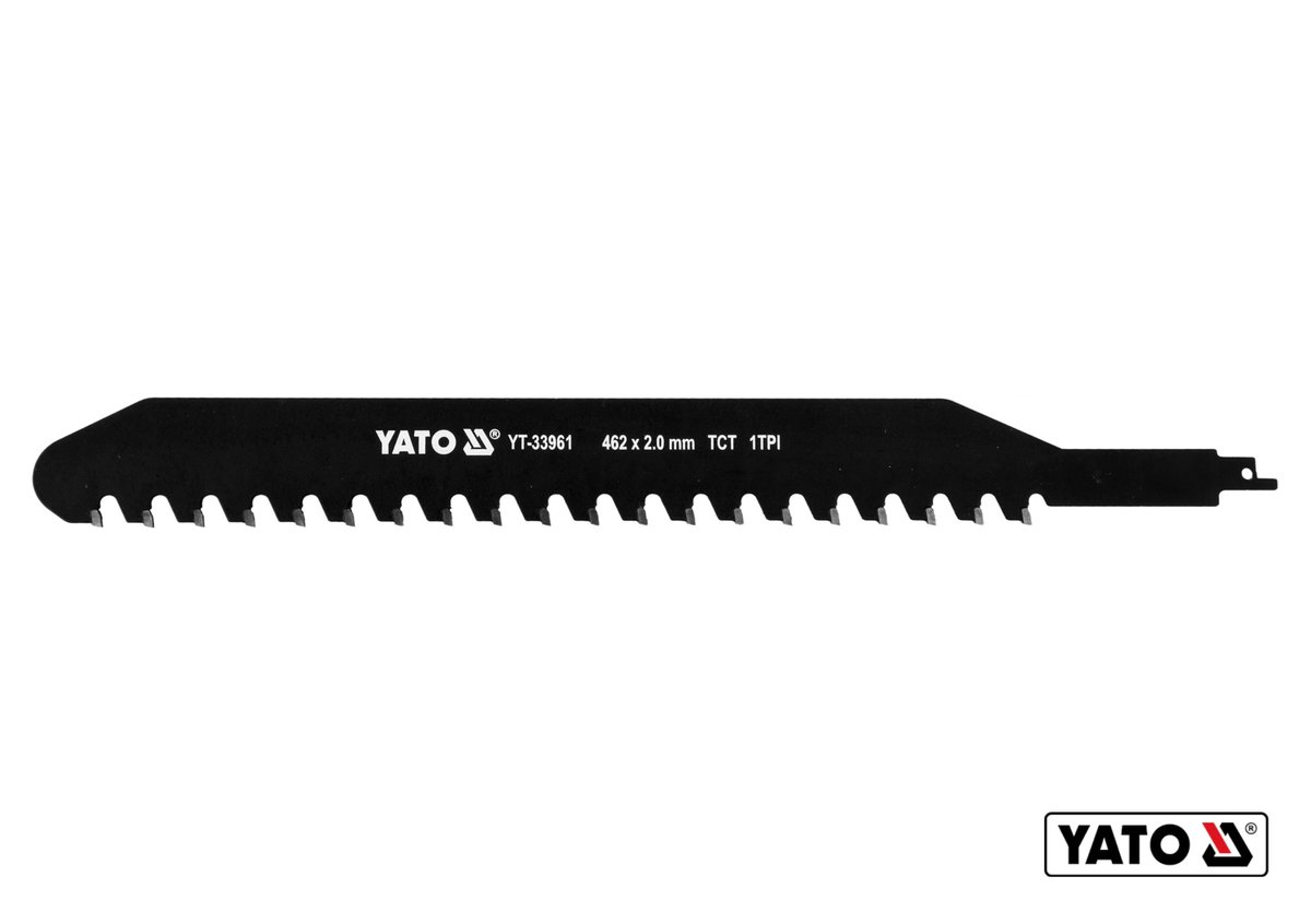 YATO Полотно до шаблевої пили по керамічній і силікатній цеглі YATO: l= 462 мм, h= 2 мм, 1 зуб/1"  |