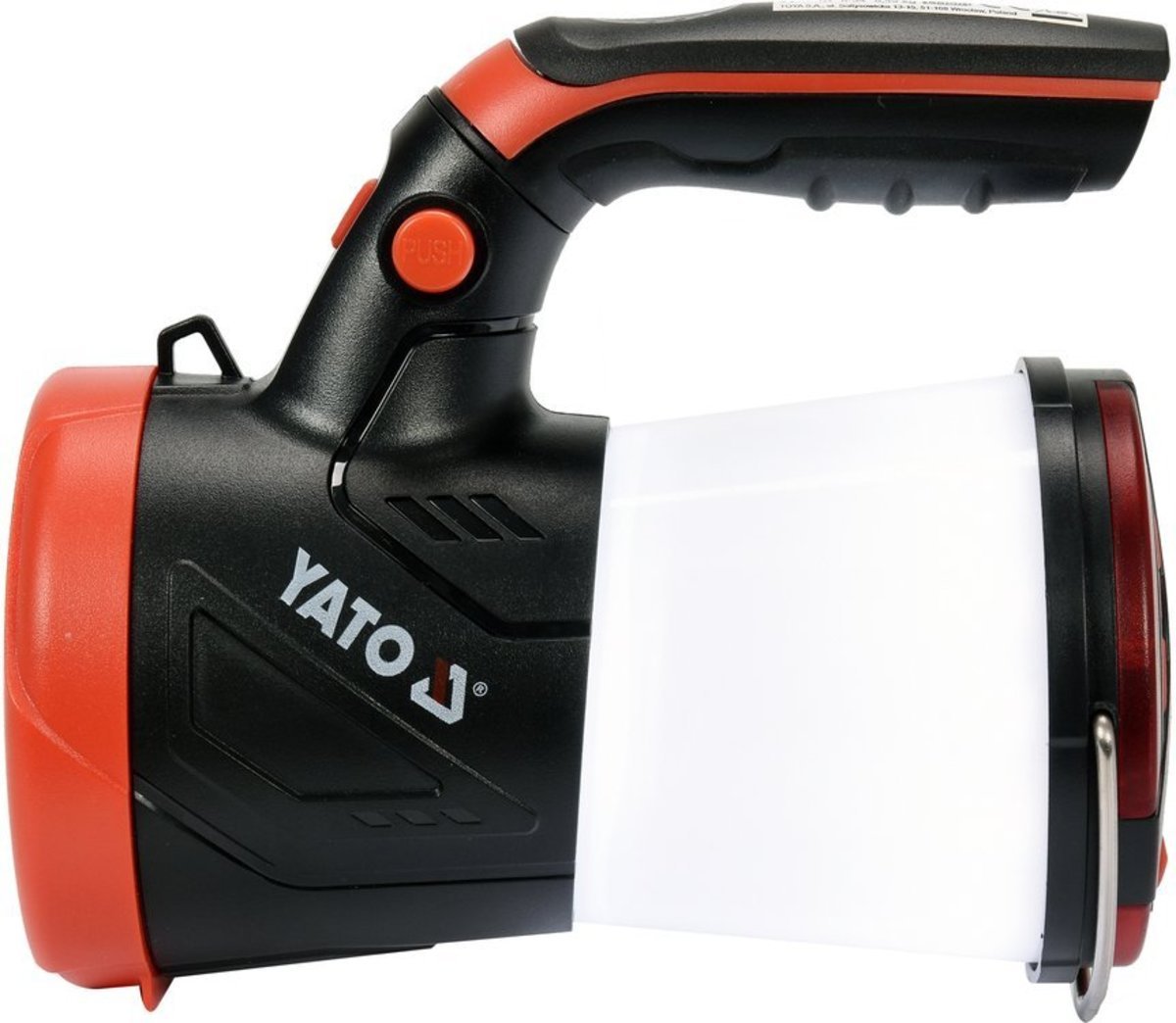YATO Ліхтар LED-діодний акумулятор YATO Li-Ion 3.7В, 1Вт, 600-1200Лм з ручкою, зарядний USB пристрій