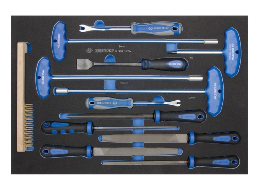 KING TONY Набор инструмента комбинированный, торцевых отверток, съемники клипс, 13 предметов (EVA ло