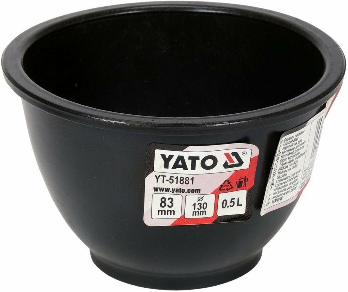 YATO Глечик гумовий для гіпсу і будівельних розчинів YATO, об'єм- 0,5 л, Ø= 130 мм, H= 83 мм  | YT-5