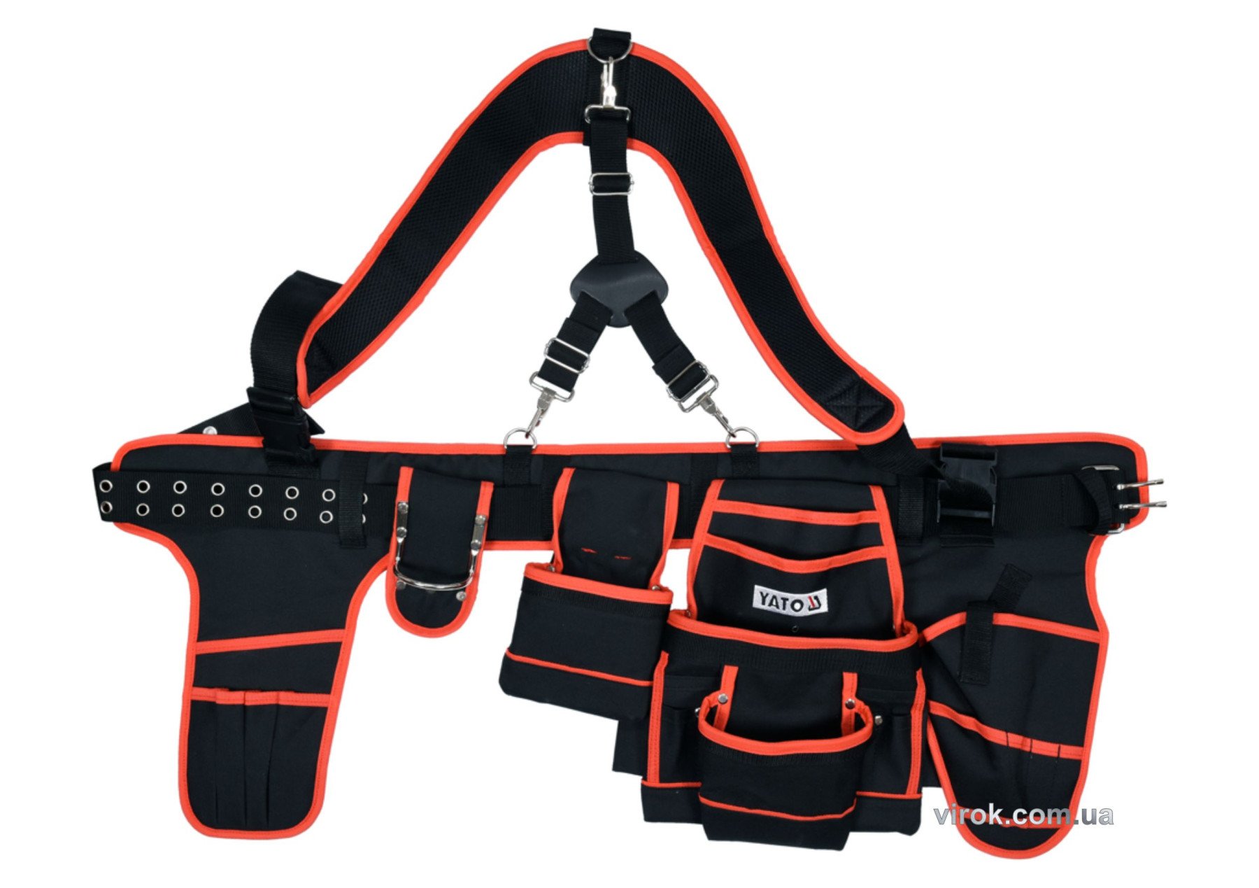 YATO Пояс з 2 кобурами і кишенями для інструменту YATO, на лямках; 1,2 м х 100 мм  | YT-74071