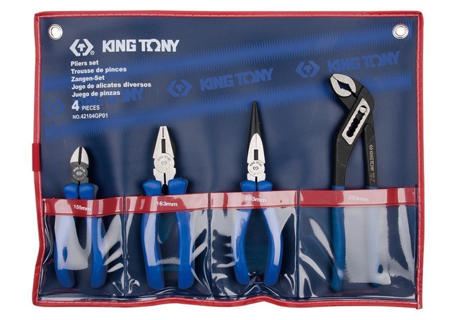 KING TONY Набор пассатижей, плоскогубцев и бокорезов, 4 предмета | 42104GP01