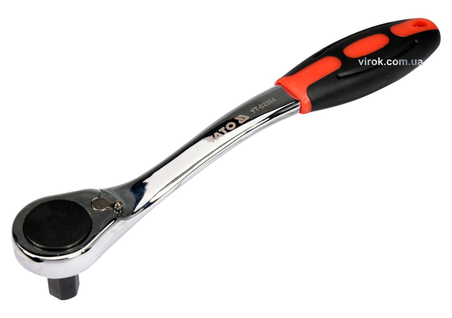 YATO Тріщатка з шестигранником, вигнута YATO: HEX10, HRC 42-48, 72T, Cr-V, з прогумованою ручкою (DW