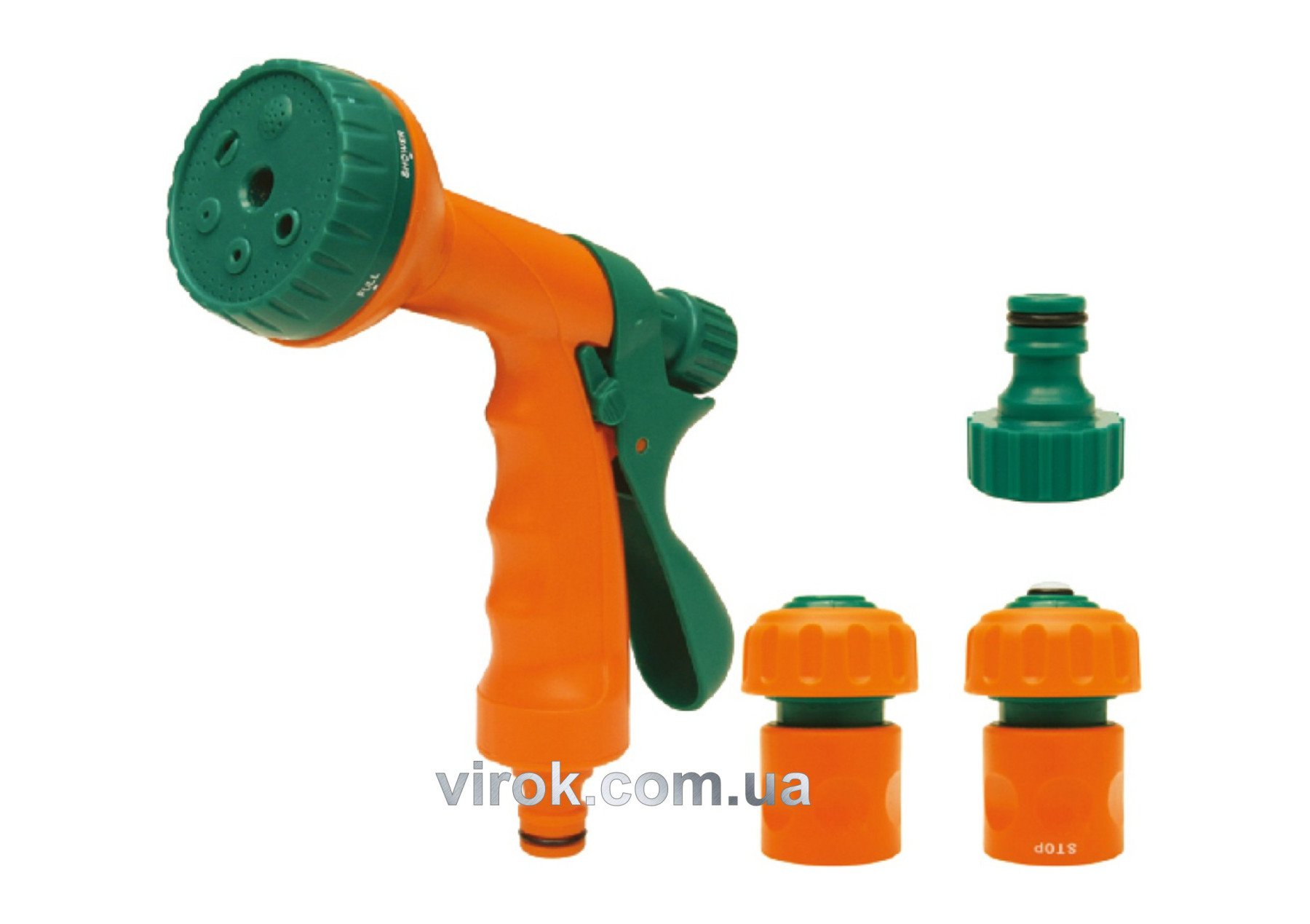 FLO Зрошувач-пістолет 6-режимний з набором з'єднань 1/2", 3/4", ABS-пластик, 4 шт  | 89207