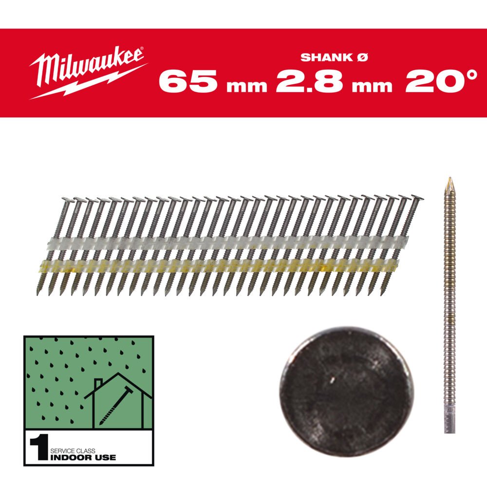 MILWAUKEE Цвяхи 15G, 20°/65мм, (2000шт.) | 4932492587